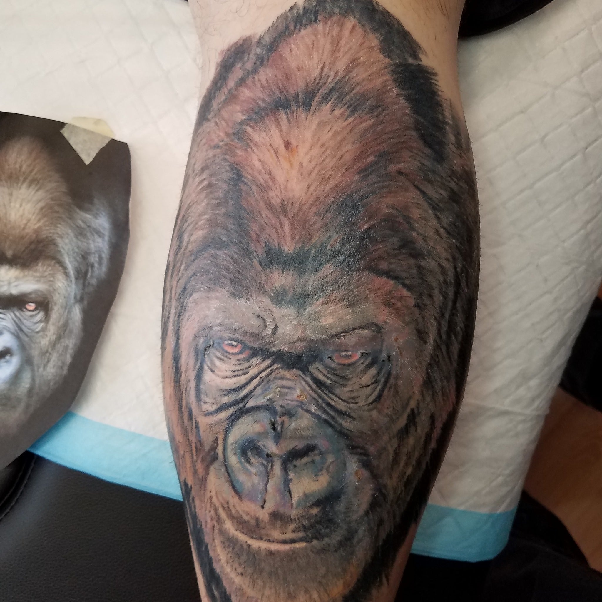 Monkey Tattoo On Calf